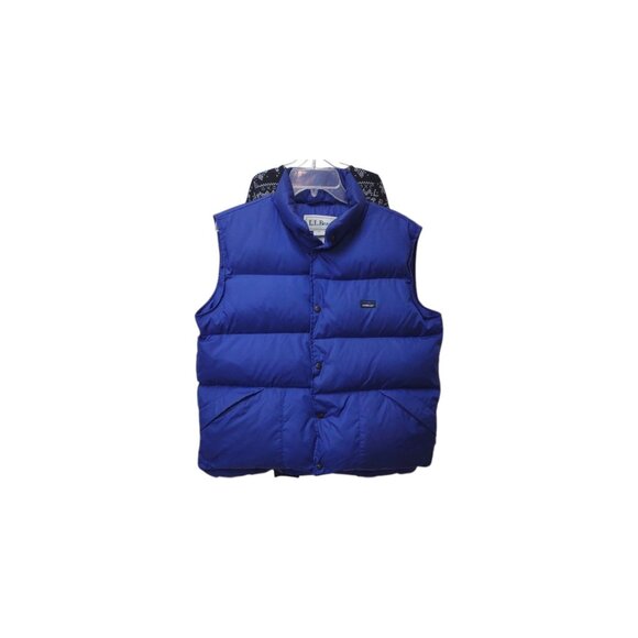 L.L. Bean XL Kid's Blue Snap Front Standup Collar Washable Goose Down Field Vest - Picture 1 of 12